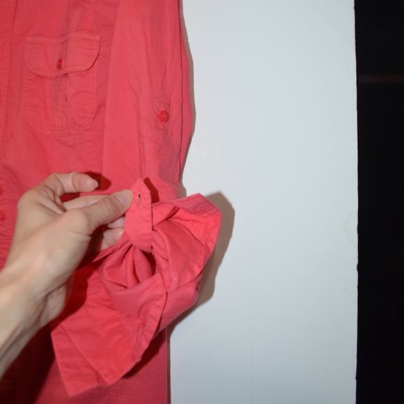 (J)Unnamed Made in India Cotton Coral Button-Down Shirt Women M - Picture 4 of 6